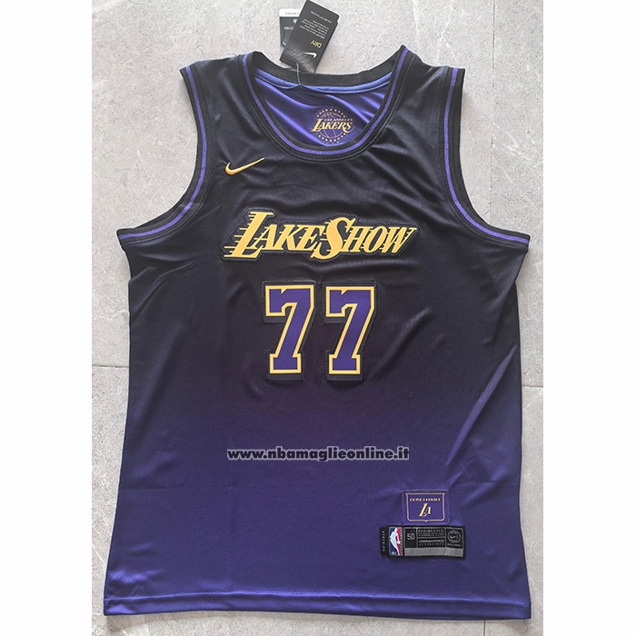 Maglia Los Angeles Lakers Luka Doncic No 77 Citta 2024-25 Viola